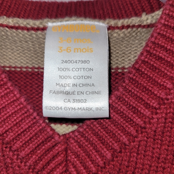 🚂 Vintage Gymboree Holiday Traditions Burgundy Tan Striped Train Vest Boys 3-6 - Picture 4 of 4